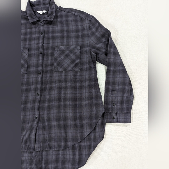 Taylor Hill x Joe's Flannel Shirt Womens Size Medium Plaid Blue Black Boyfriend - Picture 4 of 12